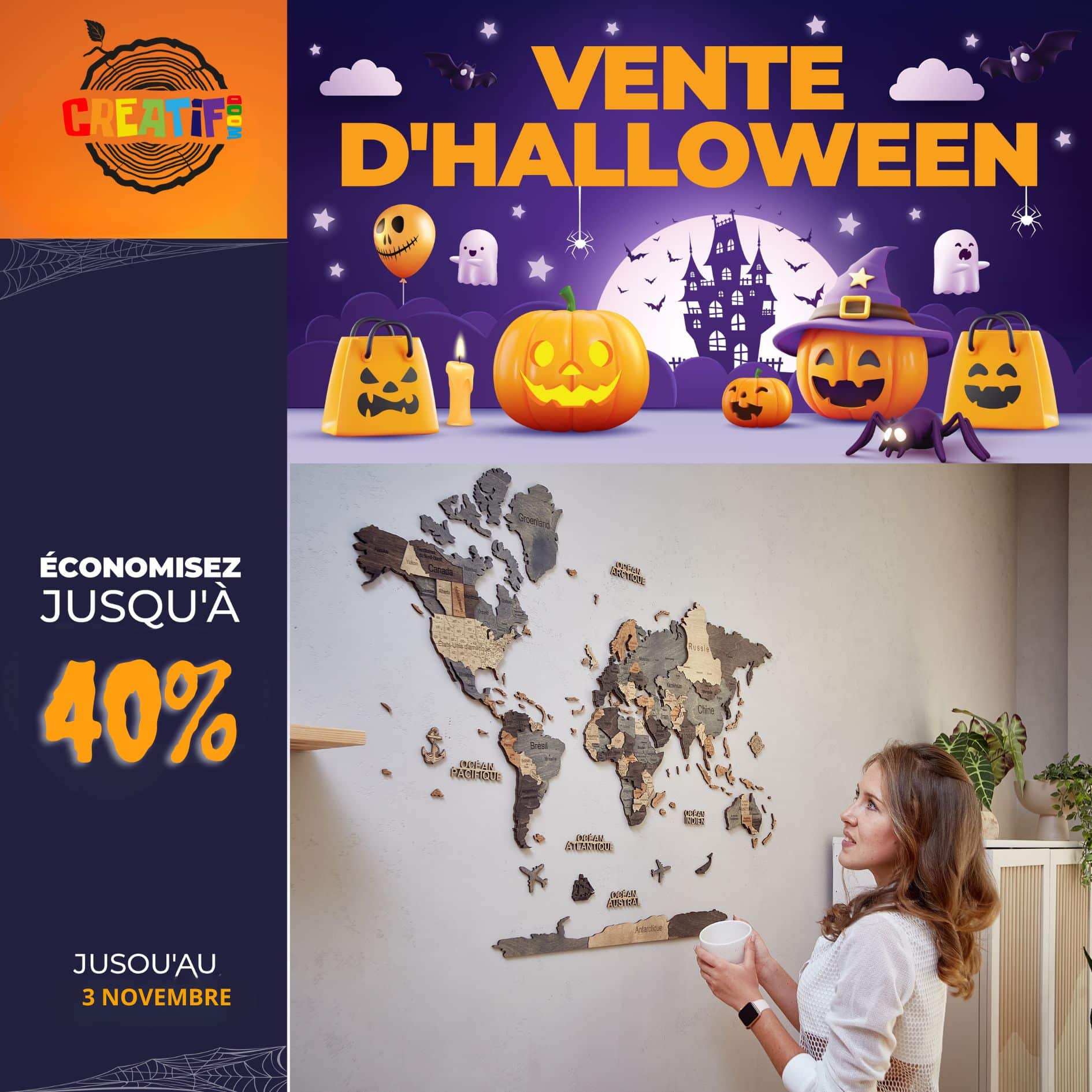 🎁 Le cadeau parfait pour les amoureux du monde et du bois 🌍
#CadeauNaturel #PromoHalloween