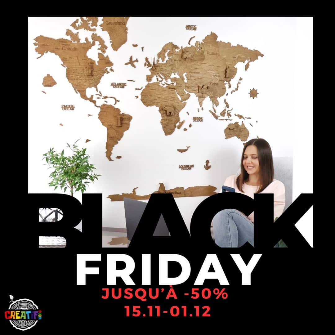 Jusqu’à -50% sur nos créations artisanales en bois 🪵
🌍 Carte du monde, 🍷 Carte des vins, décorations murales…
Toutes faites main dans notre atelier en France 🇫🇷
👉 L’élégance du bois, à prix doux.
#BlackFriday #CreatifWood #FaitMain #DécorationBois #ArtisanatFrançais #CarteDuMonde