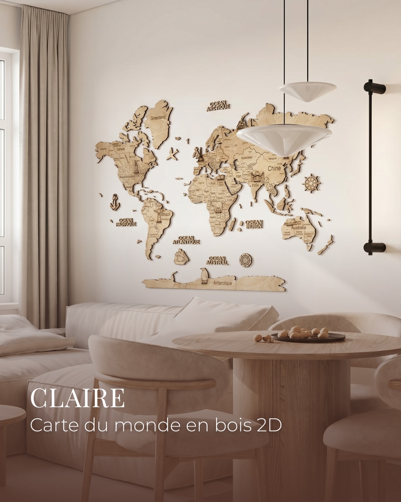 L’élégance du bois s’invite chez vous avec la Carte du Monde 2D Claire 🗺️

Détails techniques :
Matériau : Bouleau de haute qualité (4 mm)
Langues : Français ou Anglais
Tailles disponibles : S, M, L

💐 Offre Spéciale Fête des Mères 
Faites plaisir à maman avec un cadeau unique !
Profitez de -15% de réduction sur tout le site avec le code : MAMAN15 🎁

👉 Commandez la vôtre dès maintenant (Lien en bio) !