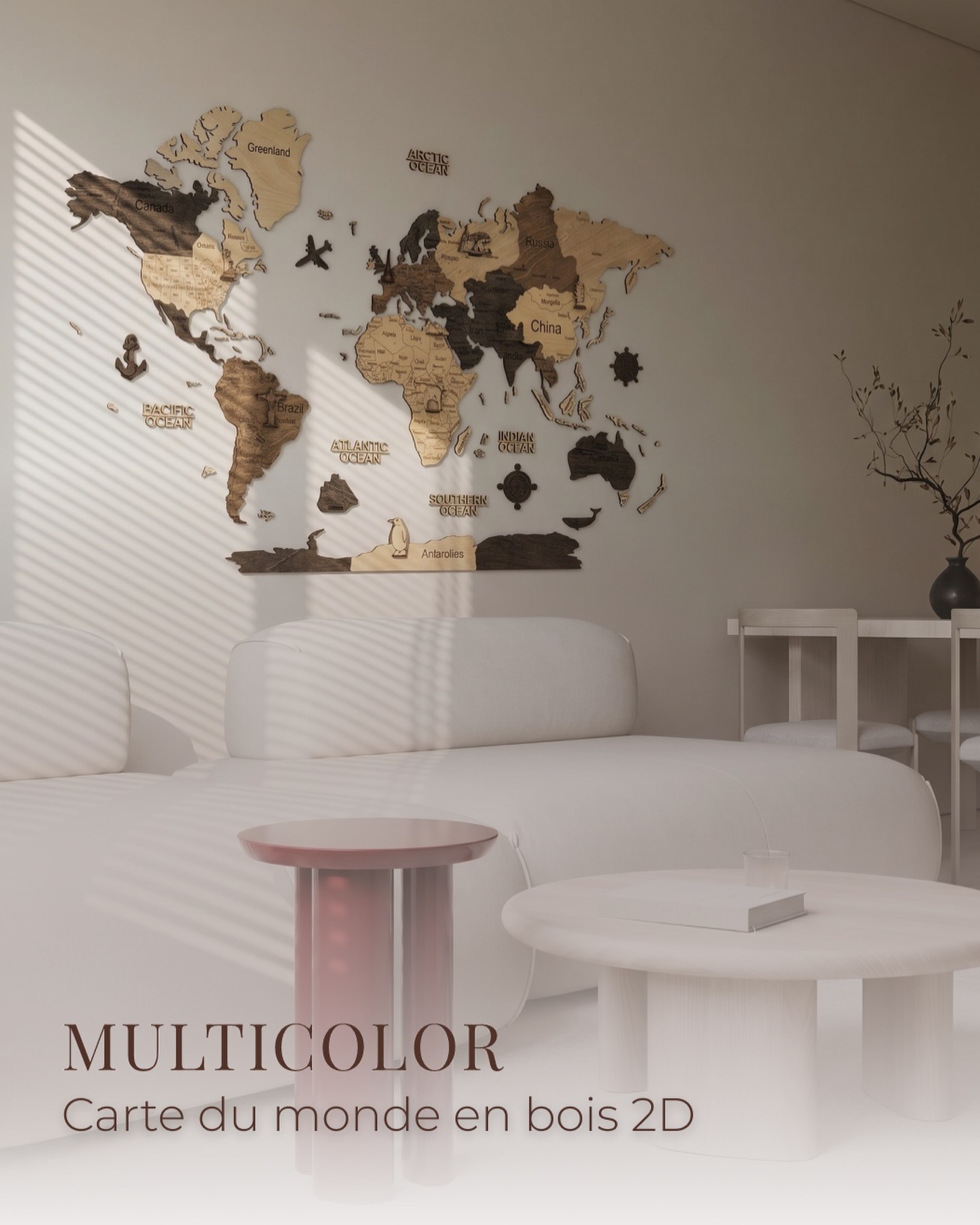 🌍 Une décoration qui fait voyager.

La Carte du Monde en bois 2D Multicolor apporte du caractère à votre intérieur et transforme chaque mur en invitation à l’évasion.
Avec ses nuances naturelles et son design élégant, elle trouve sa place aussi bien dans un salon, un bureau que dans une chambre.

🇺🇦 Fabriquée avec passion en Ukraine.

✨ Décorez, rêvez, explorez.

💬 Quel est le prochain pays que vous aimeriez découvrir ?