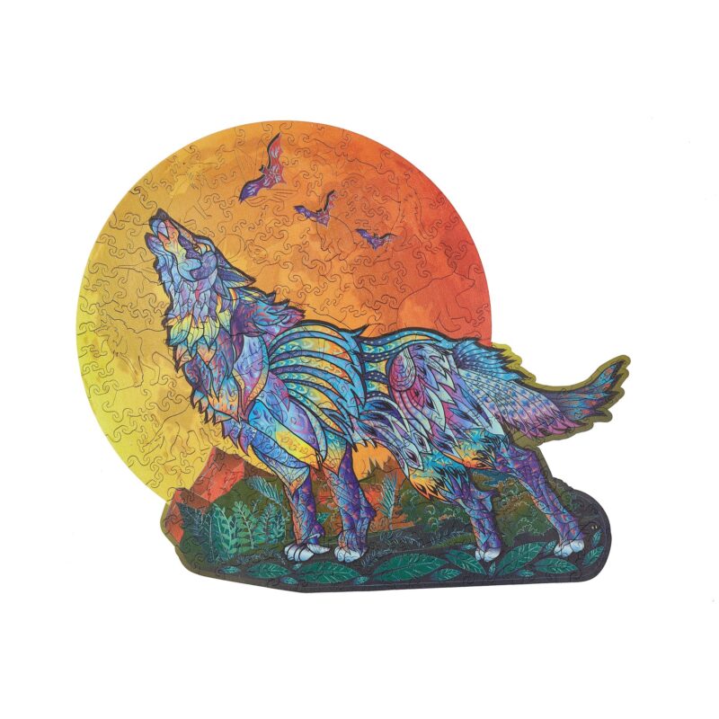 Laser Cut Wooden Howling Wolf Model/Puzzle Kit 