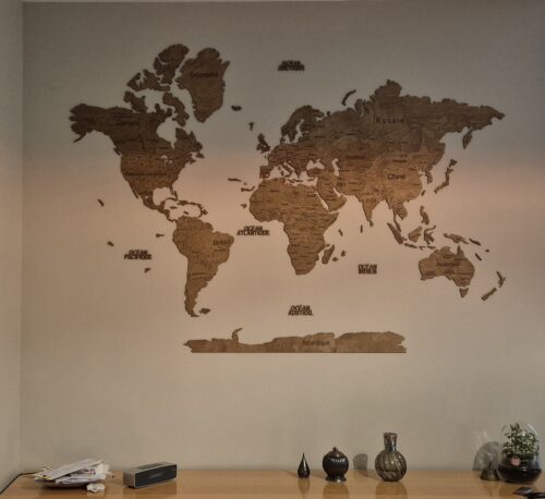 2D Wooden World Map Dark photo review
