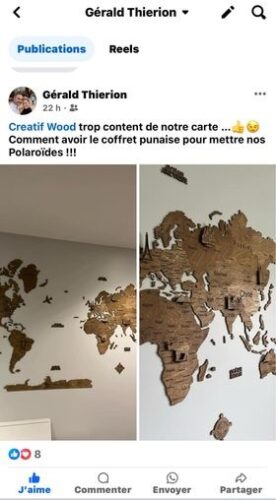 Carte du monde en bois 2D Foncée photo review