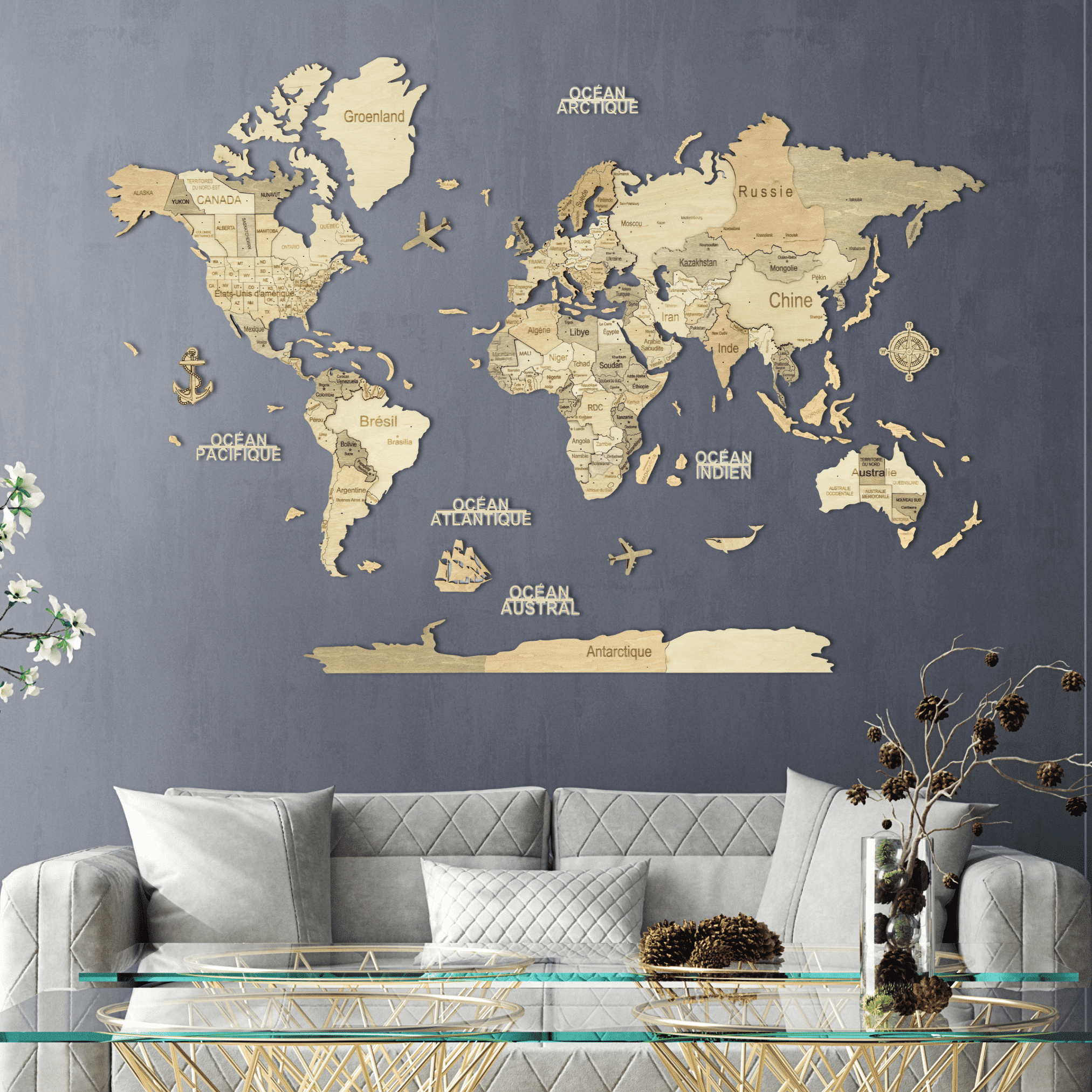 Claire L (2) Carte du monde murale en bois