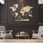 Carte du monde murale en bois