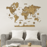 Carte du monde murale en bois