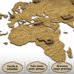 Carte du monde murale en bois