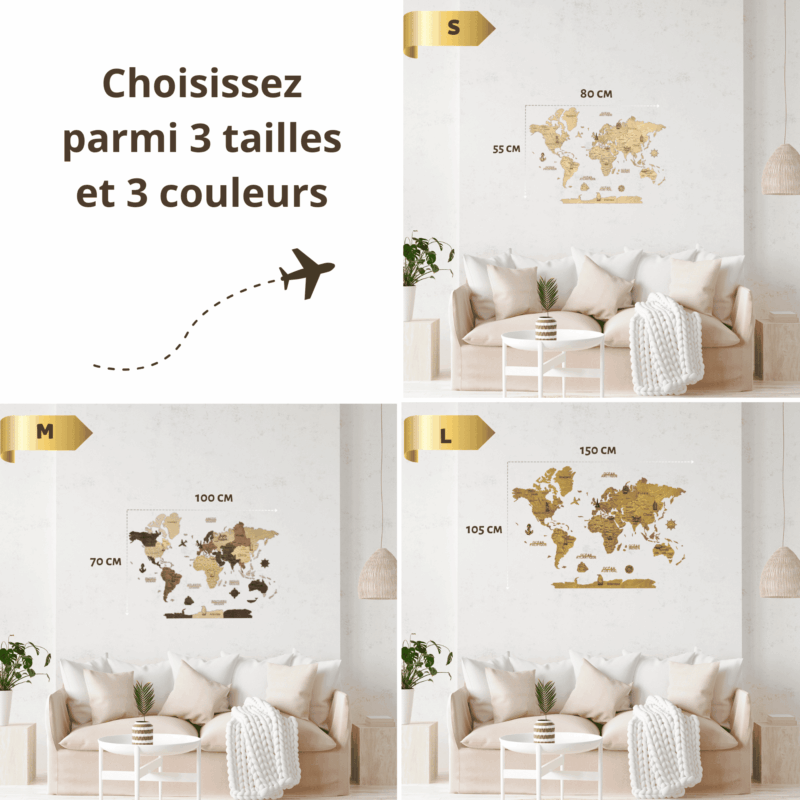 Carte du monde murale en bois