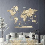 Carte du monde murale en bois