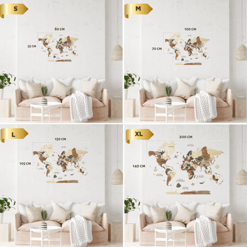Carte du monde murale en bois