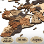 Carte du monde murale en bois