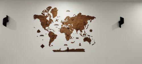3D Wooden World Map Dark photo review