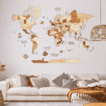 Carte du monde murale en bois