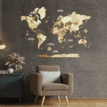 Carte du monde murale en bois