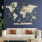 Carte du monde murale en bois