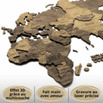 Carte du monde murale en bois