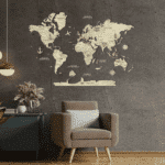 Carte du monde murale en bois