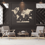 Carte du monde murale en bois