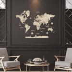 Carte du monde murale en bois
