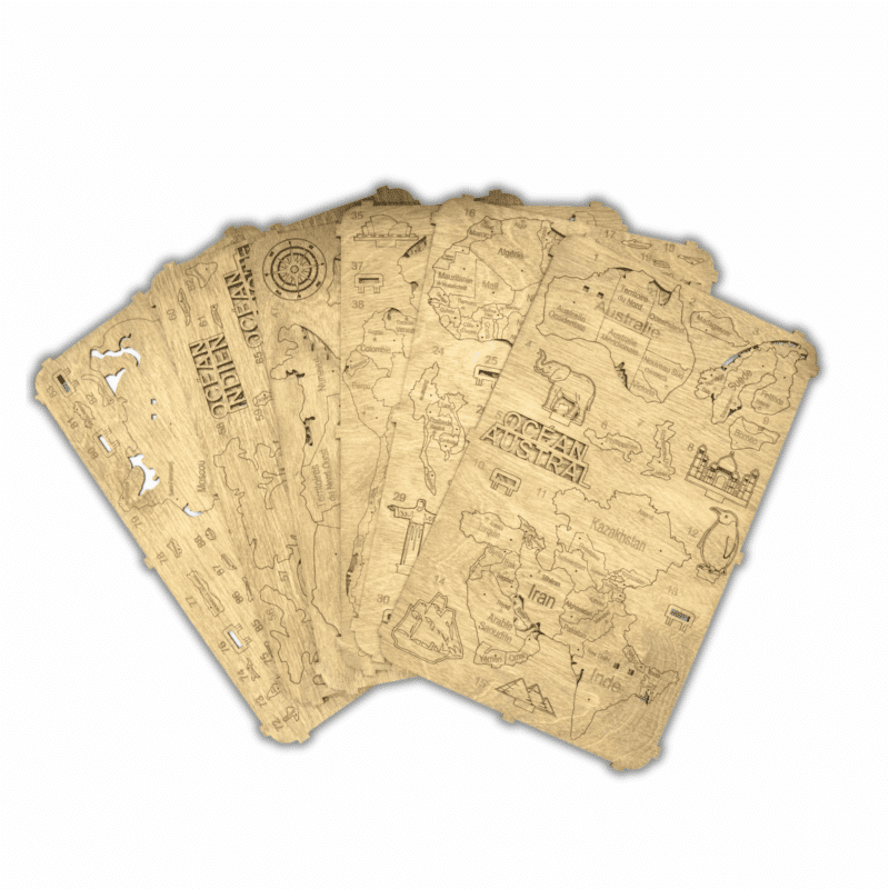 Carte du monde murale en bois