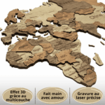 Carte du monde murale en bois