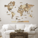 Carte du monde murale en bois