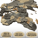 Carte du monde murale en bois