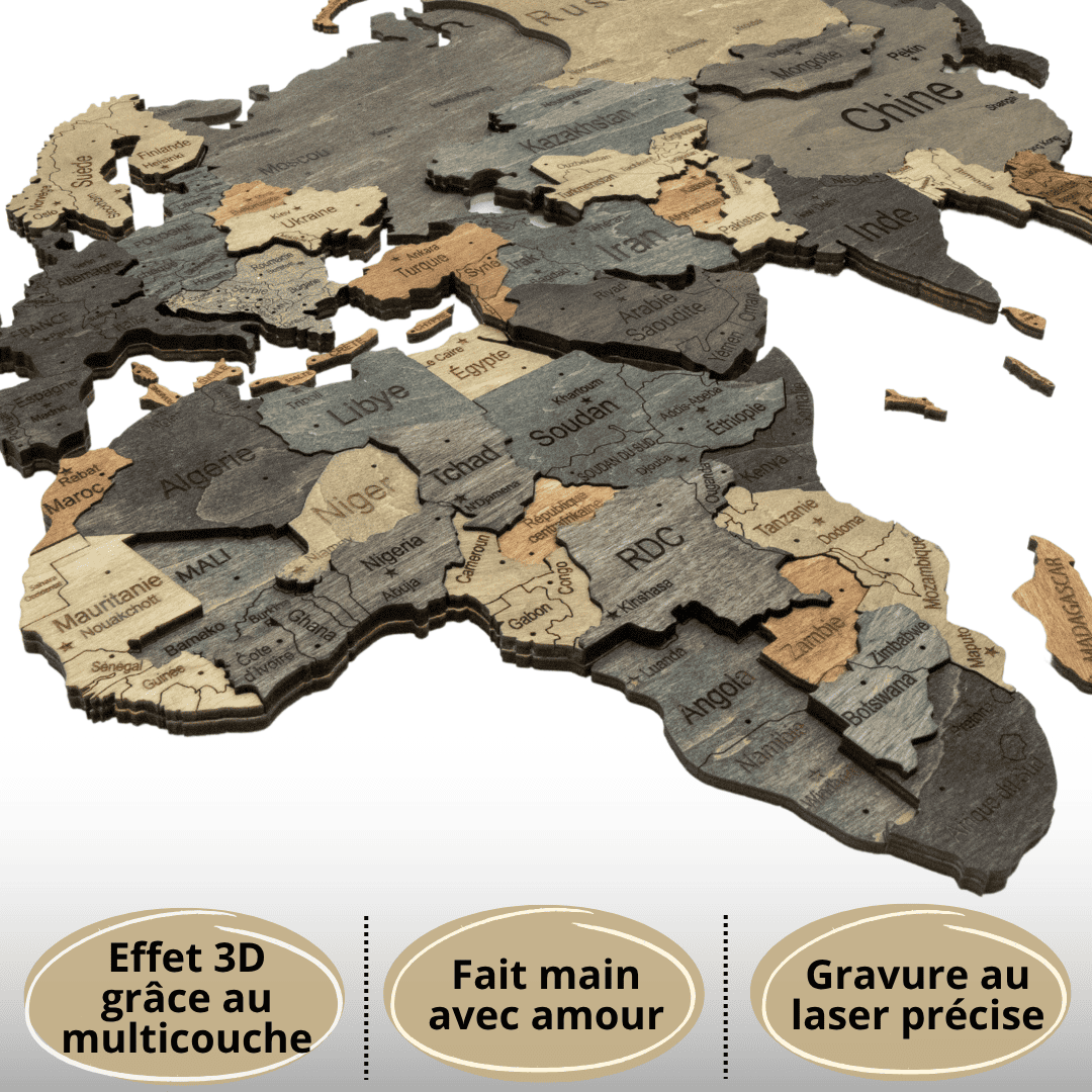 Grafit tous Carte du monde murale en bois