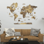 Carte du monde murale en bois