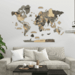 Carte du monde murale en bois