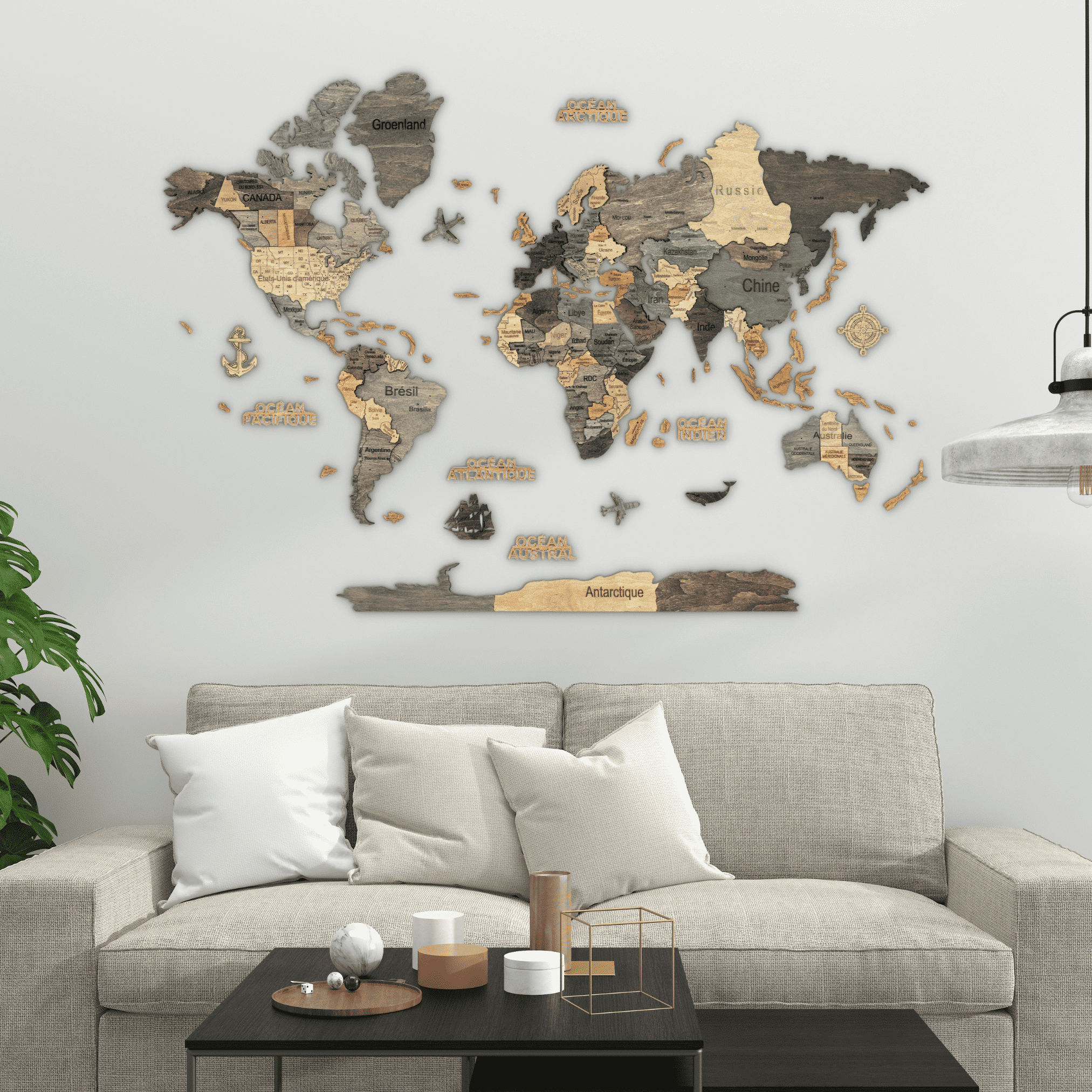 Grafit L Carte du monde murale en bois