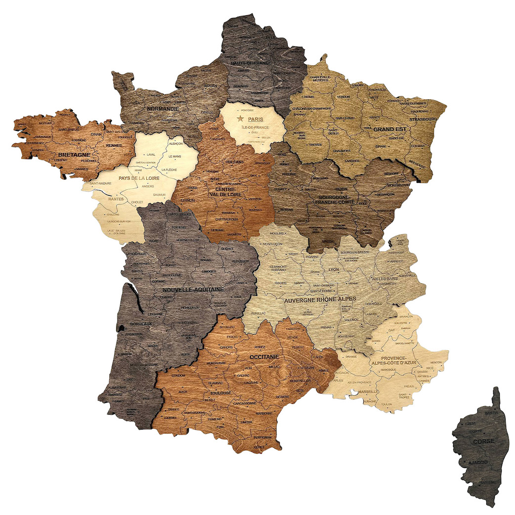 Carte De France En Bois 3D Multicolor reatifwood carte-de-france-en-bois-3d-multicolor-reatifwood
