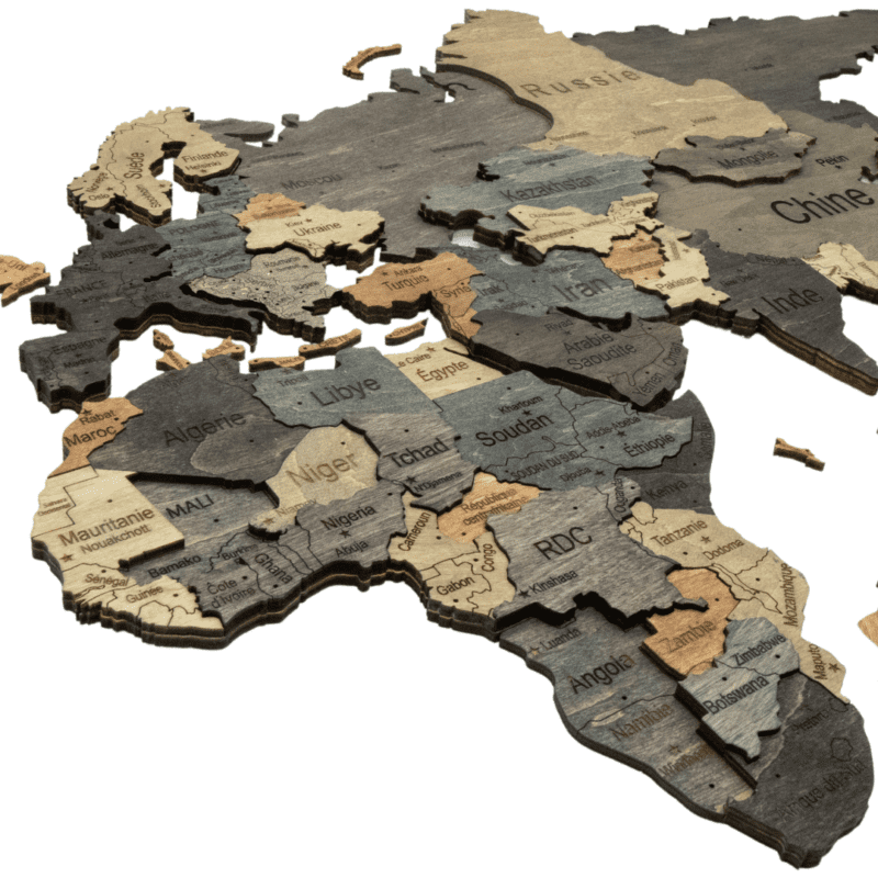 Carte du monde en bois avec effet 3D (200×100 CM) 68travel –