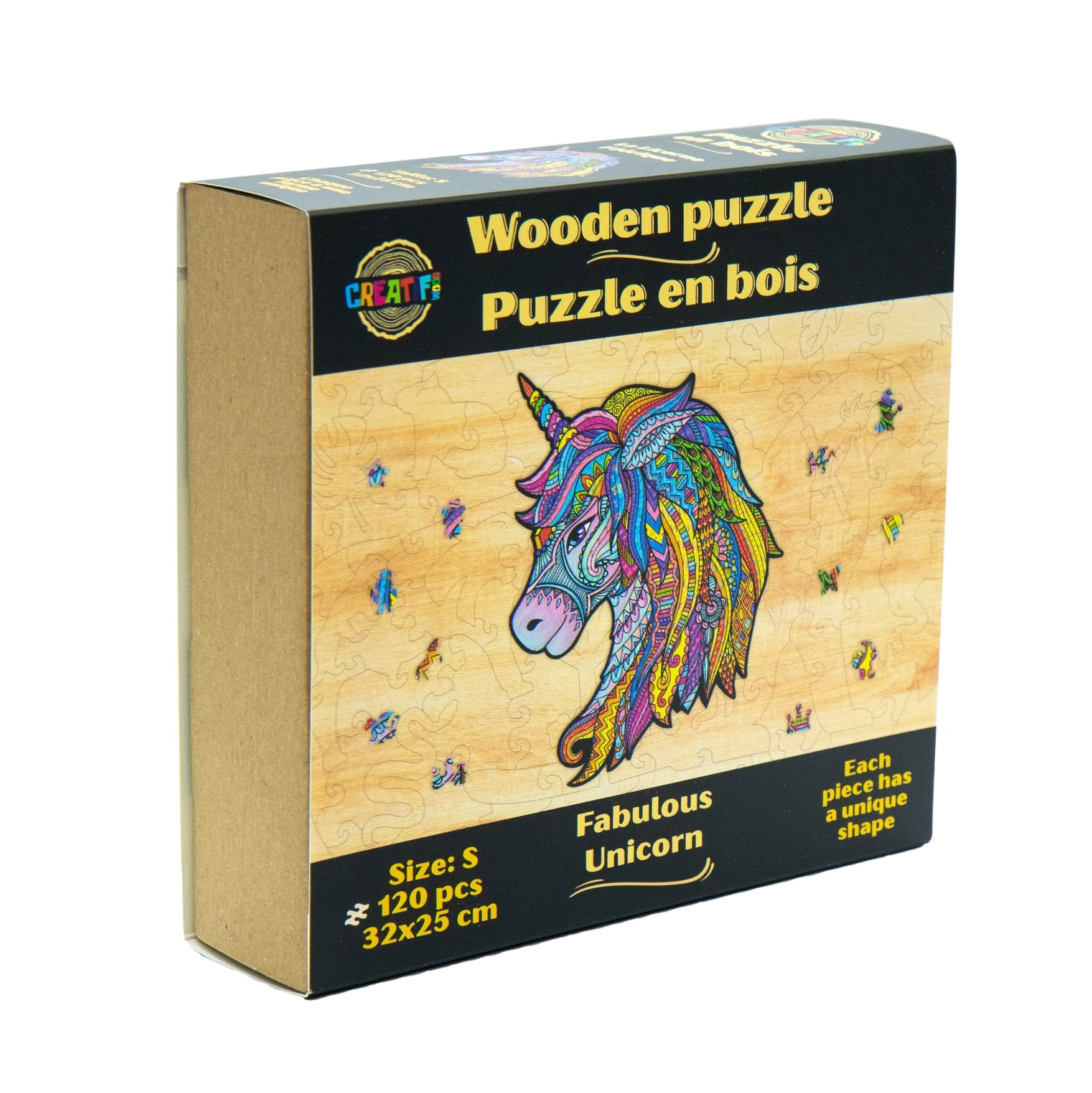 Puzzle Woodtrick Puzzle en bois - Licorne scintillante - 176 pcs