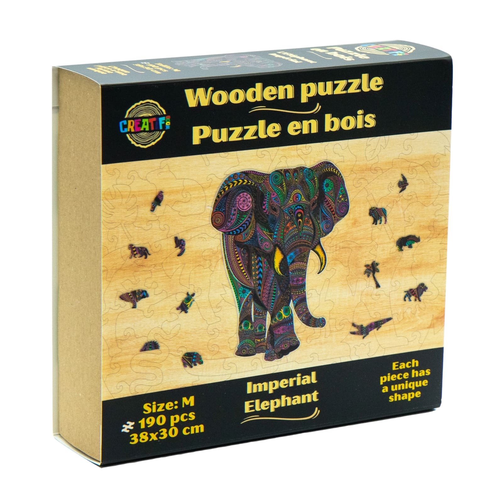 Casse tête puzzle bois, Puzzle forme d'éléphant