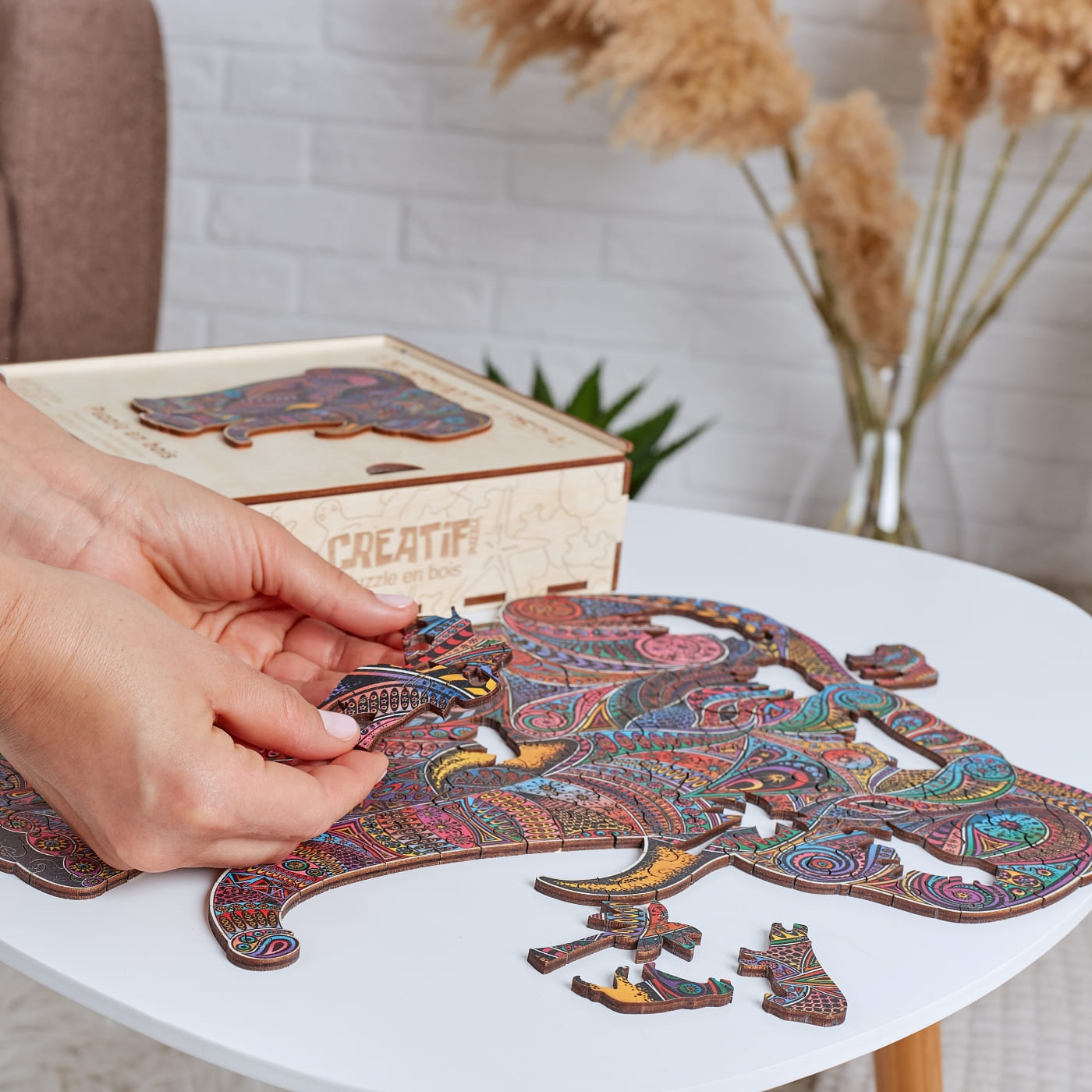 Puzzle animal en bois art créatif: Éléphant impérial REF/PC001