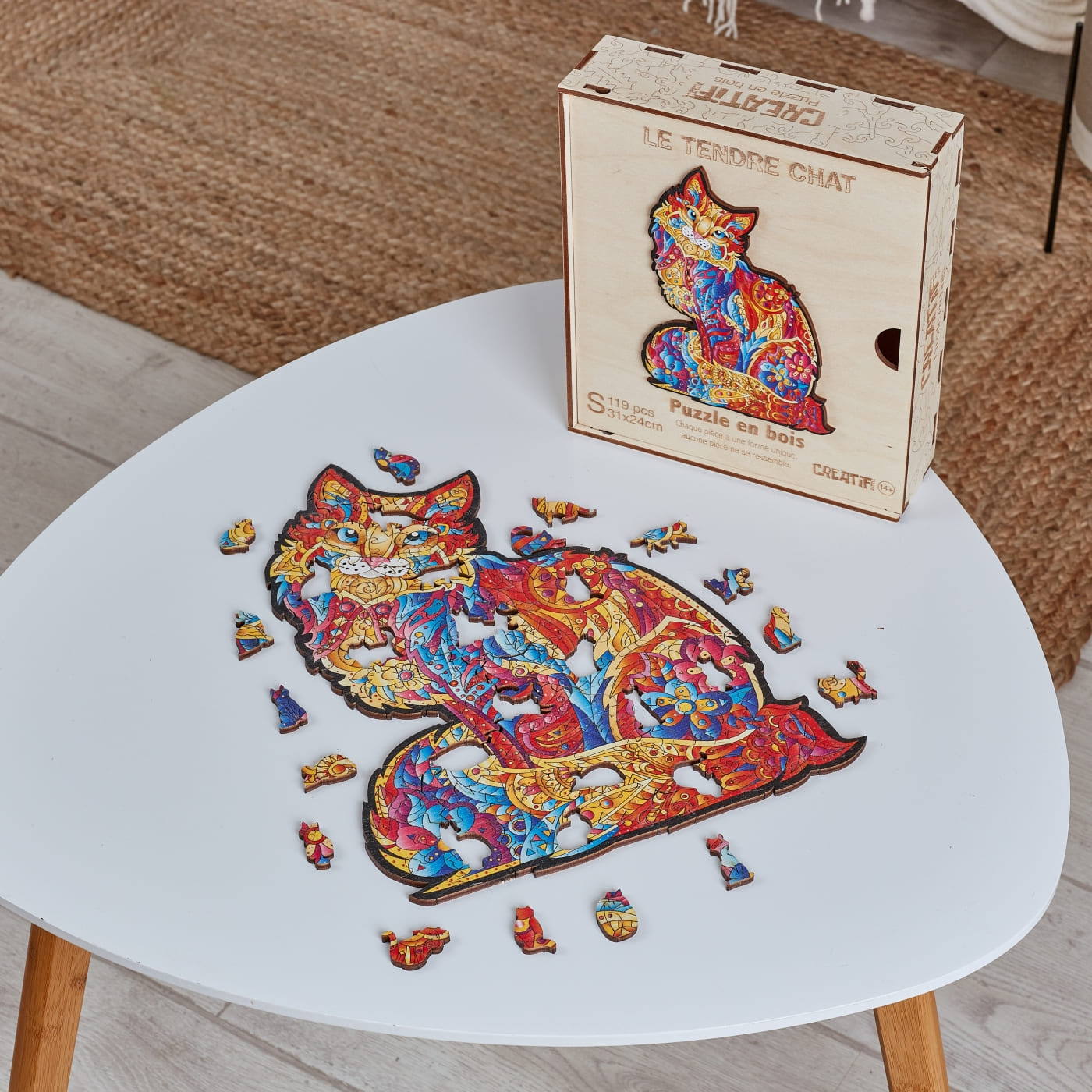 Puzzle chat en bois - 3 pièces – Yoti Boutique