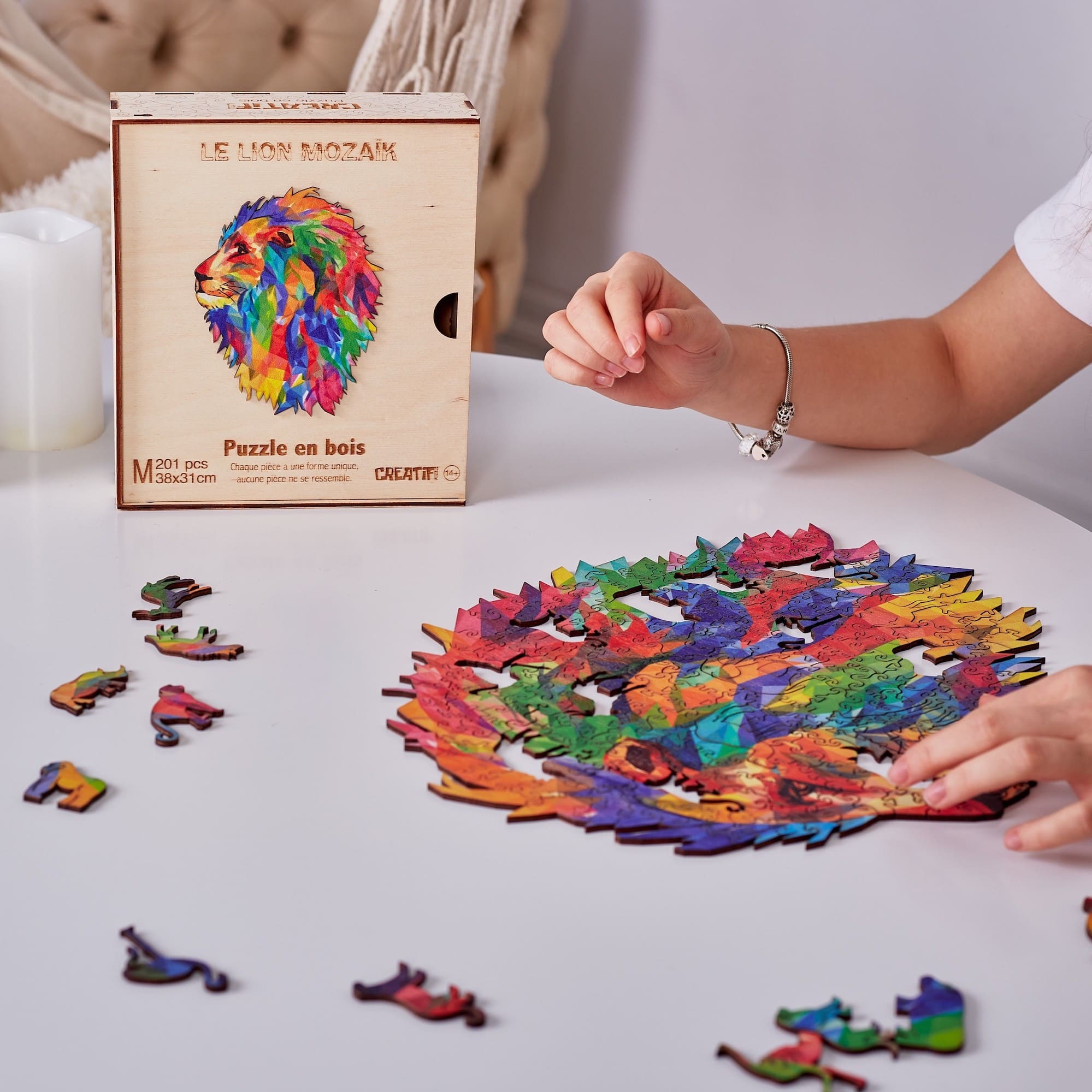 Puzzle Creatif puzzle Puzzle en bois Le Lion Mozaïk avec