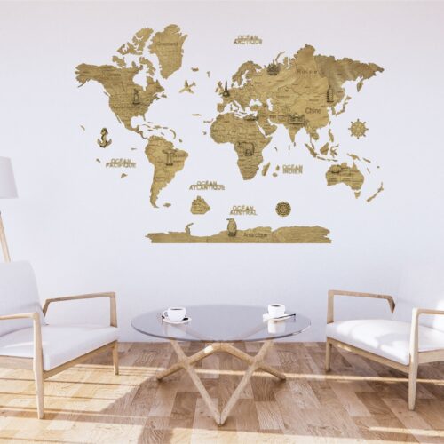 Carte du Monde Murale Deco  Map Monde murale en relief - Planisphère