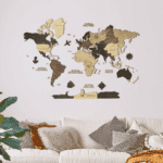 Carte du monde murale en bois