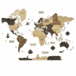 Carte du monde murale en bois