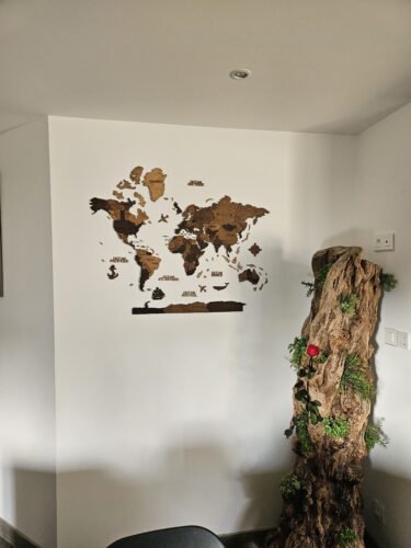 Click to view full screen 3D Wooden World Map Chocolate photo review
