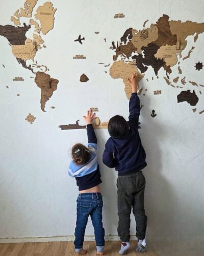 Click to view full screen 2D Multicolor wooden world map photo review