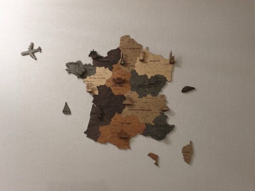 Click to view full screen 2D Multicolor wooden map of France photo review