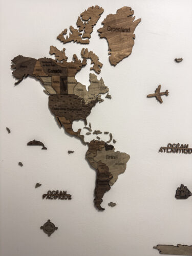 Click to view full screen 3D Wooden World Map Chocolate photo review