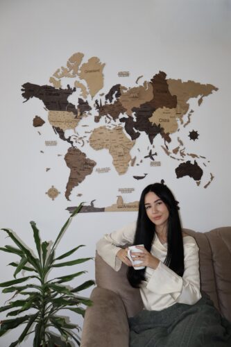 Click to view full screen 2D Multicolor wooden world map photo review