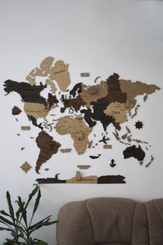 Click to view full screen 2D Multicolor wooden world map photo review