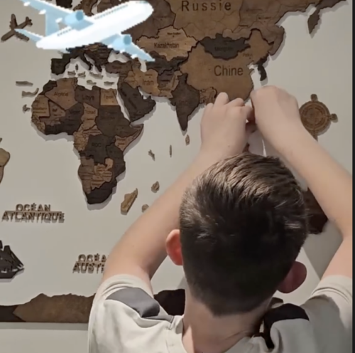 Click to view full screen 3D Wooden World Map Chocolate photo review