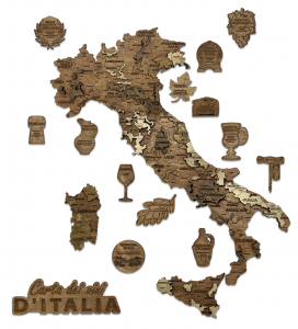 Carte des vins d’Italie en bois (55 × 60 cm)