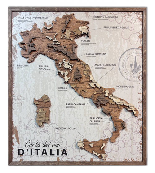Tableau Carte des vins d’Italie sur panneau